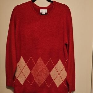 Red Argyle Sweater by Elle
